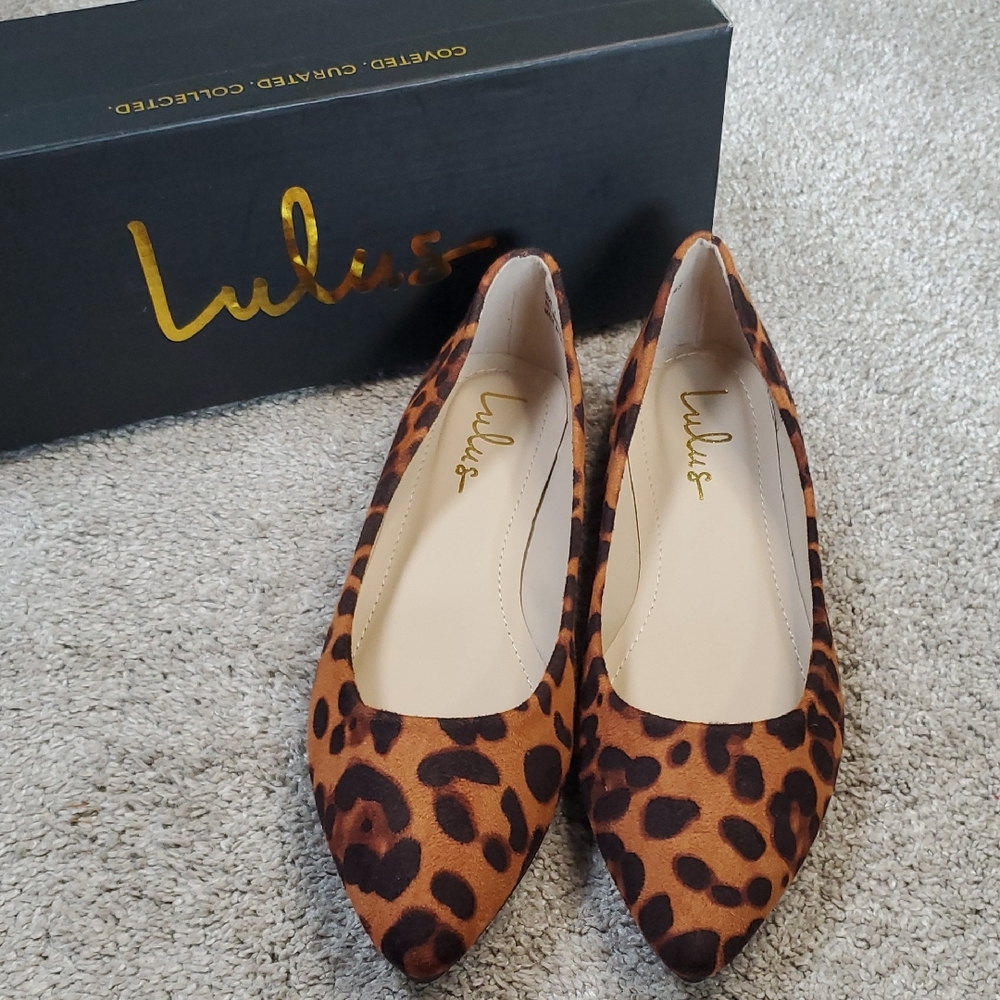 NWOT Lulu's Holly, Brown Leopard Flats. Never Worn. Size 7